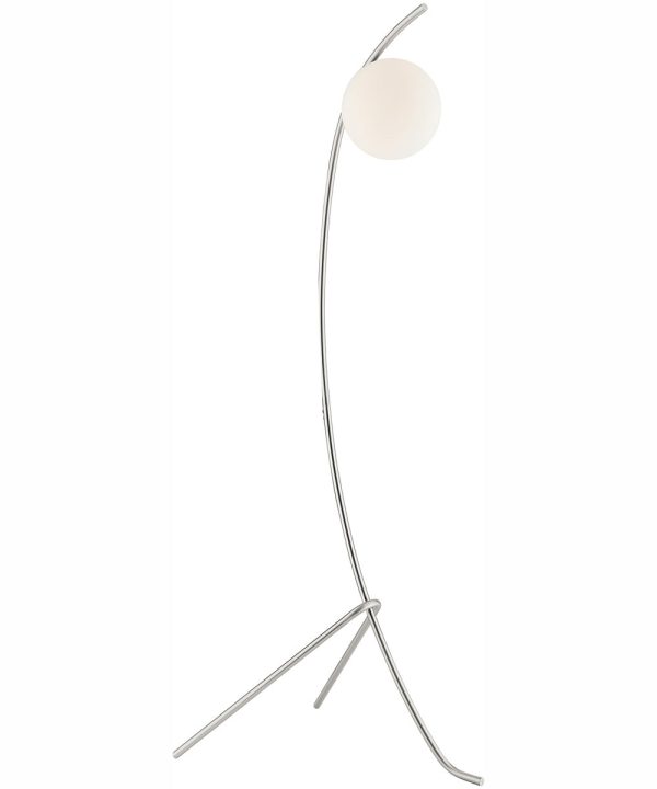 Lancy 1-Light Floor Lamp Brushed Nickel Frost Glass Shade Sale