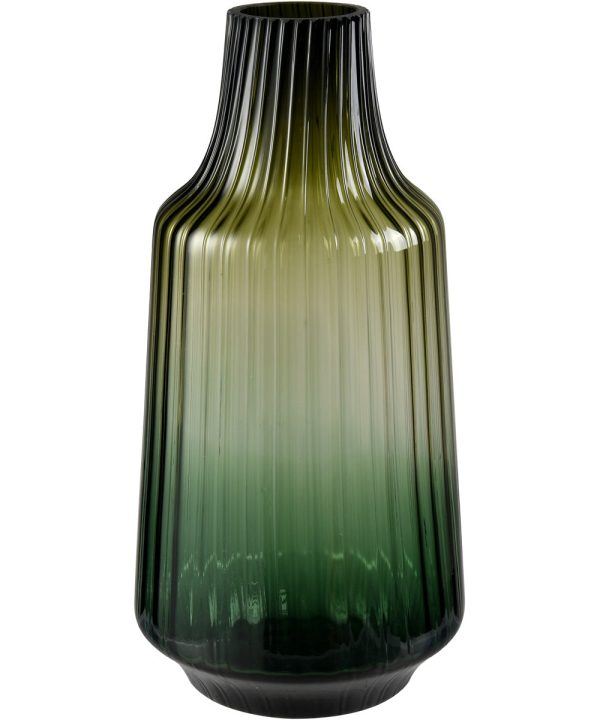 Velasco Ribbed Vase - Large Green Ombre Online now