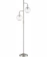 Kaira 2-Light 2-Light Floor Lamp Brushed Nickel Clear Glass Shade on Sale