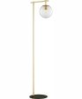 Lencho 1-Light Floor Lamp Gold Smoke Glass Shade Discount