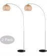 Morley 2-Light 2 Pack-Arch Lamp Brushed Nickel Rattan Shade For Discount