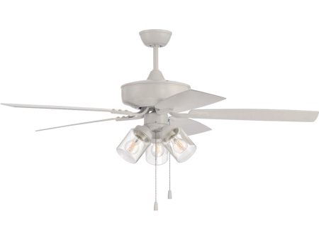 52  Outdoor Pro Plus 104 Clear 3-Light Indoor Outdoor Ceiling Fan White Cheap