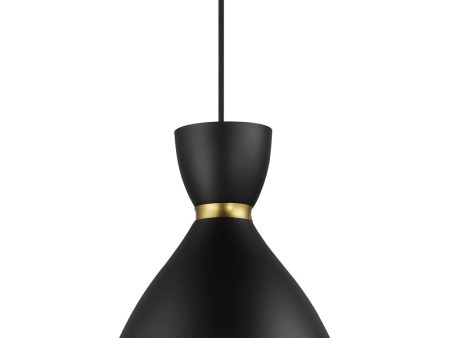 Carillon 11 inch Mini Pendant Black   Satin Brass Hot on Sale