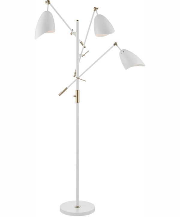 Tanko 1-Light 3-Light Metal Floor Lamp Antique Brass White Online now