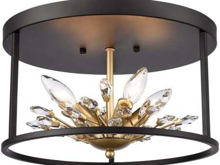 Clairvoyant 14   Wide 4-Light Flush Mount - Matte Black Gold Cheap