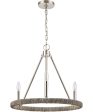 Abaca 20   Wide 3-Light Chandelier - Polished Nickel Cheap