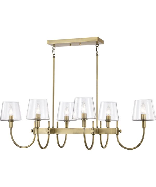 Brookside 6-Light Pendant Vintage Brass Supply