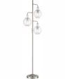 Kaira 3-Light 3-Light Floor Lamp Brushed Nickel Clear Glass Shade Discount