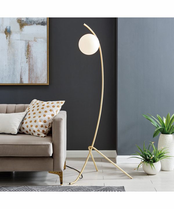 Lancy 1-Light Floor Lamp Gold Frost Glass Shade on Sale