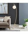 Lancy 1-Light Floor Lamp Gold Frost Glass Shade on Sale