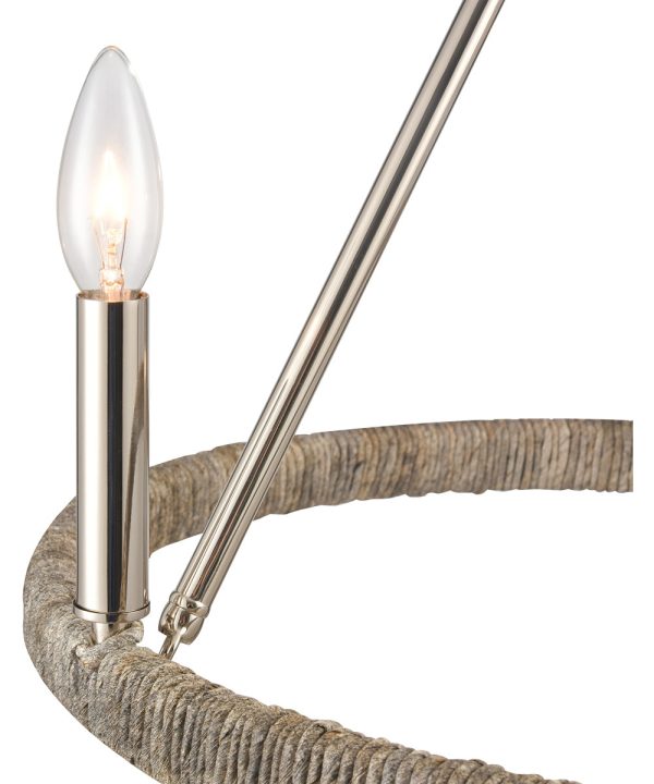 Abaca 20   Wide 3-Light Chandelier - Polished Nickel Cheap