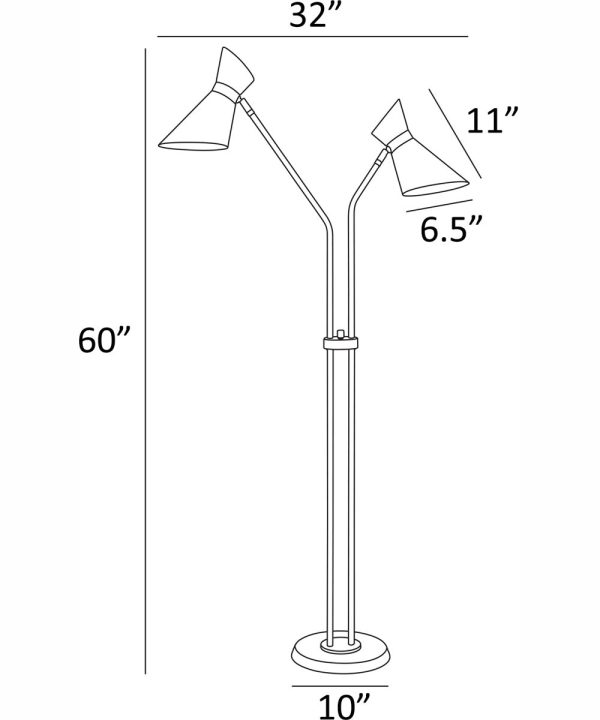 Jared 2-Light 2-Light Floor Lamp Ab Finished White Metal Shade Online now