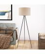 Tullio 1-Light Floor Lamp Dark Bronze Light Beige Linen Shade For Sale