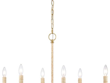 Abaca 32   Wide 6-Light Chandelier - Brushed Gold Online Sale