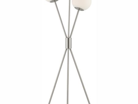 Lancy 3-Light 3-Light Floor Lamp Brushed Nickel Frost Glass on Sale