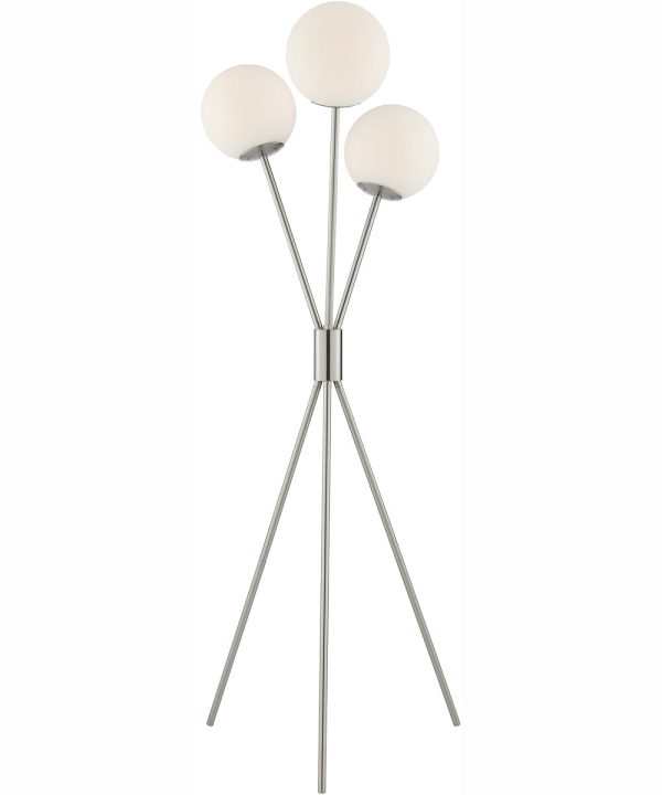 Lancy 3-Light 3-Light Floor Lamp Brushed Nickel Frost Glass on Sale