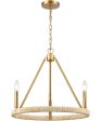 Abaca 20   Wide 3-Light Chandelier - Brushed Gold on Sale