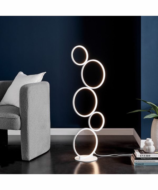 Fedora Led Floor Lamp 5 Rings White Hot on Sale