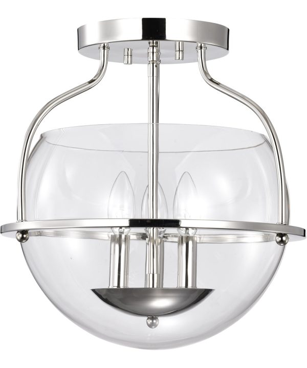 Amado 3-Light Close-to-Ceiling Polished Nickel Sale