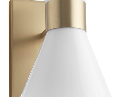 Beldar 1-light Wall Mount Light Fixture Aged Brass w  Gloss Opal Sale