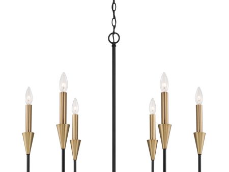 Avant 6-Light Chandelier Aged Brass and Black For Sale