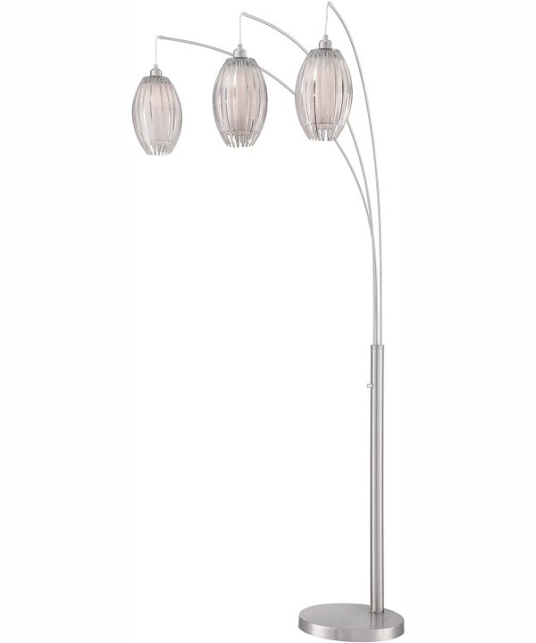 Lotuz 3-Light 3-Light Arch Lamp Chrome  Clear Acrylic&White Shade Online