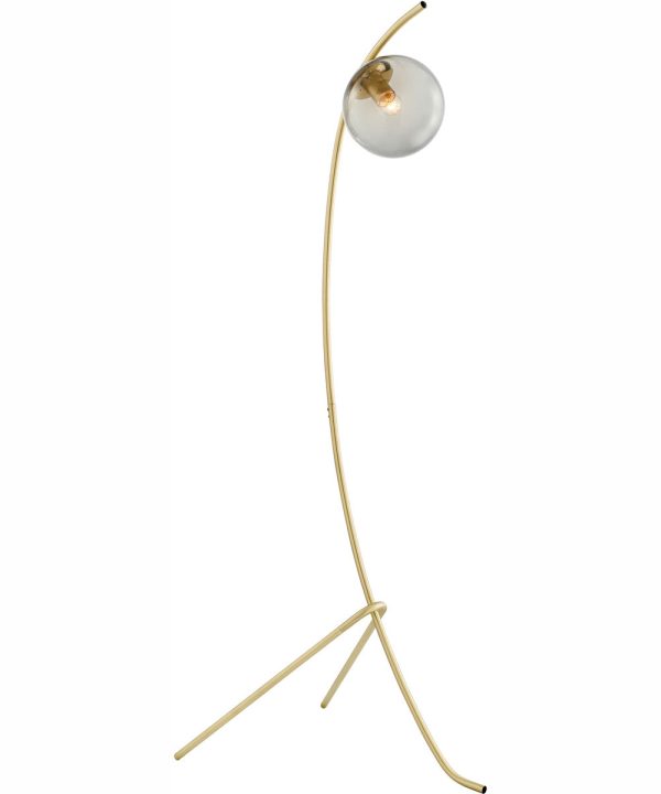 Lancy 1-Light Floor Lamp Gold Smoke Glass Shade Online