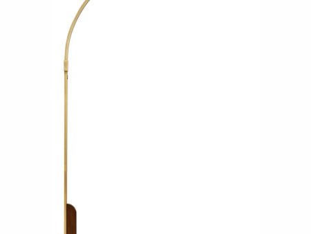 Jameson 1-Light Led Floor Lamp Walnut Antique Brass Black Marble Base Online Hot Sale