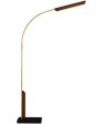 Jameson 1-Light Led Floor Lamp Walnut Antique Brass Black Marble Base Online Hot Sale