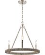 Abaca 20   Wide 3-Light Chandelier - Polished Nickel Cheap