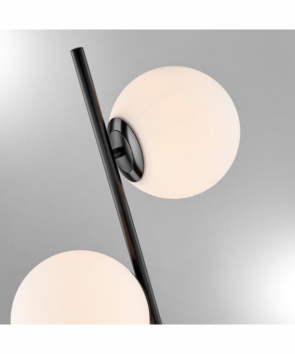 Lencho 2-Light 2-Light Floor Lamp Black Frost Glass Shade Hot on Sale