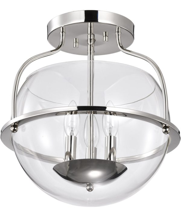 Amado 3-Light Close-to-Ceiling Polished Nickel Sale