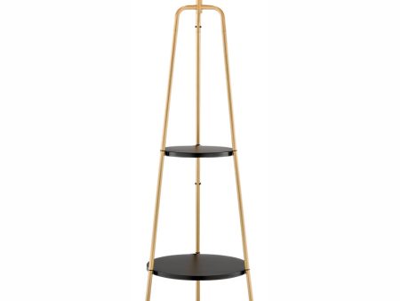 Patterson 1-Light Floor Lamp With Shelves Gold Black Fabric Shade Online Hot Sale