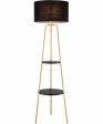 Patterson 1-Light Floor Lamp With Shelves Gold Black Fabric Shade Online Hot Sale