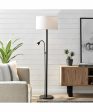 Nanette 1-Light Floor Lamp With Reading Black Fabric Shade For Discount