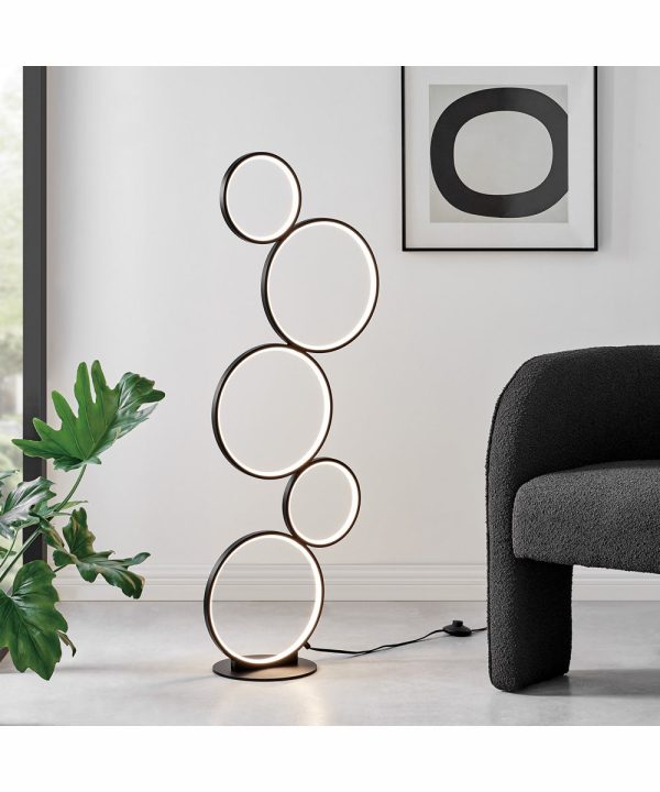 Fedora Led Floor Lamp 5 Rings Black Sale