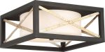 14 W Boxer 2-Light Close-to-Ceiling Matte Black   Antique Silver Accents For Discount