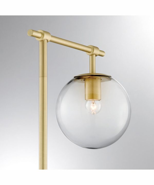 Lencho 1-Light Floor Lamp Gold Smoke Glass Shade Discount