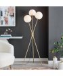 Lancy 3-Light 3-Light Floor Lamp Gold Frost Glass Shade Sale