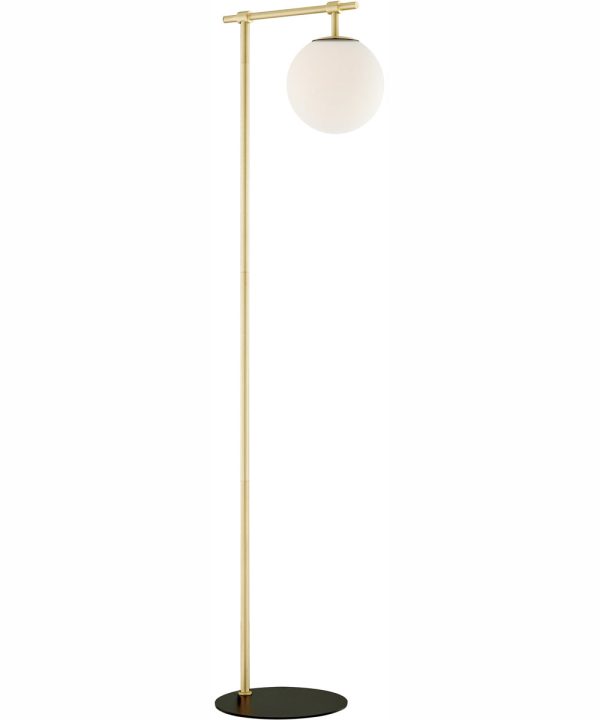 Lencho 1-Light Floor Lamp Gold Frost Glass Shade For Discount