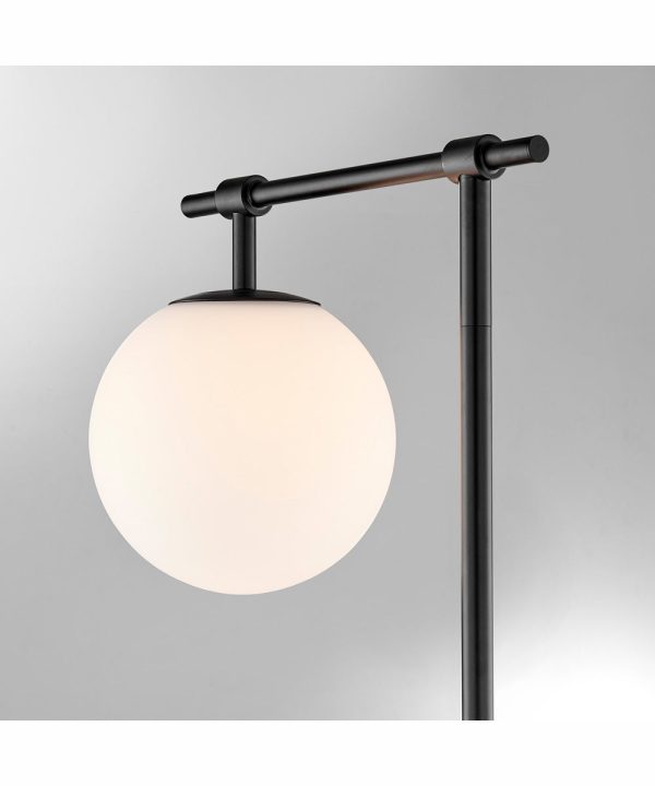 Lencho 1-Light Floor Lamp Black Frost Glass Shade Online Sale