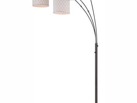 Vasanti 3-Light 3-Light Arch Lamp Dark Brz Patterned Fabric Cheap