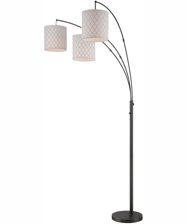 Vasanti 3-Light 3-Light Arch Lamp Dark Brz Patterned Fabric Cheap