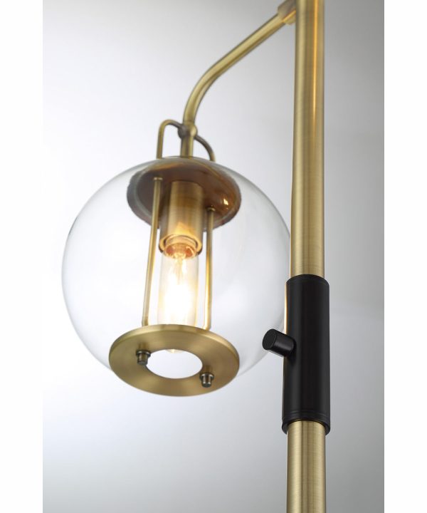 Kaira 3-Light 3-Light Floor Lamp Black Antique Brass Clear Glass For Cheap