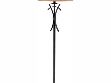 Gabriel 1-Light Floor Lamp Gold Rust With Faux Leather Shade Fashion