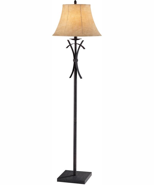 Gabriel 1-Light Floor Lamp Gold Rust With Faux Leather Shade Fashion