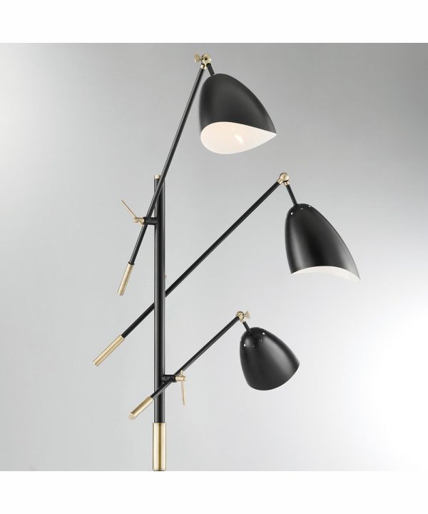 Tanko 1-Light 3-Light Metal Floor Lamp Antique Brass Black Online Sale