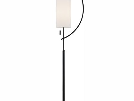 Renessa 1-Light Floor Lamp Black Off-White Fabric Shade Online now