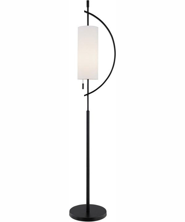 Renessa 1-Light Floor Lamp Black Off-White Fabric Shade Online now