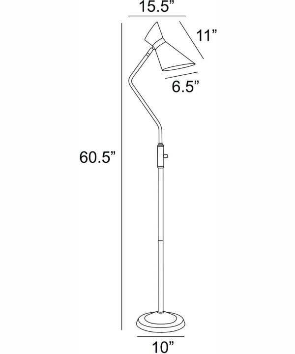 Jared 1-Light Floor Lamp Ab Finished White Metal Shade For Discount